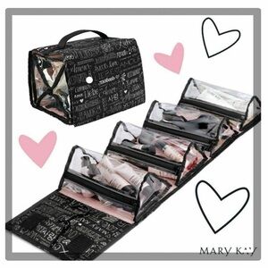 MARY KAY COSMETIC ROLL UP BAG | Black w/ White Wording